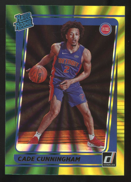 2021-22 Donruss Cade Cunningham RC Rated Rookie Green/Yellow Holo Laser #211