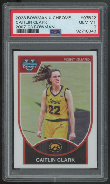 2023-24 Bowman Chrome U Caitlin Clark 07-08 Variation #07B-22 PSA 10