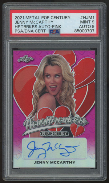 2021 Leaf Metal Pop Century Jenny McCarthy Heartbreakers Pink Auto /15 PSA 9 9