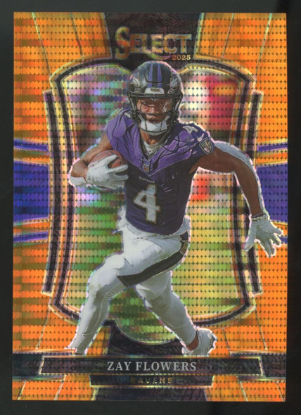 2025 Panini Select Zay Flowers Premier Level Neon Orange Pulsar /7 #162