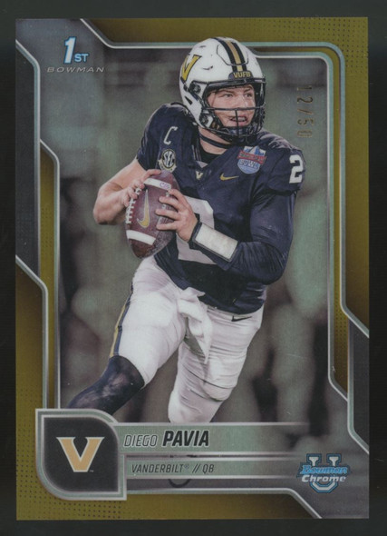 2025 Bowman Chrome U Diego Pavia 1st Gold Refractor /50 #190