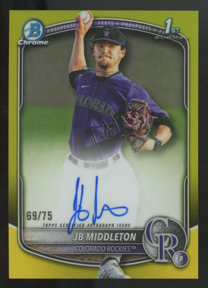2025 Bowman Draft JB Middleton 1st Chrome Prospect Yellow Auto /75 #CPA-JM