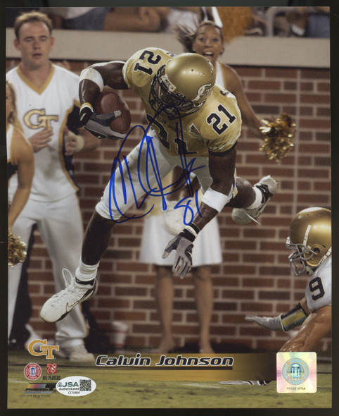 Calvin Johnson Signed Autographed 8x10 Photo JSA *891