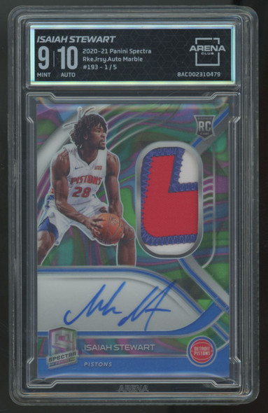 2020-21 Spectra Isaiah Stewart RC Marble Patch Auto RPA /5 #193 Arena Club 9 10