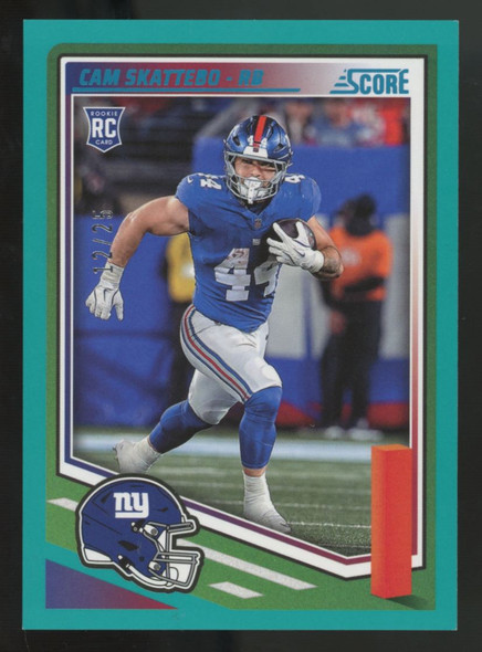 2025 Panini Score Cam Skattebo RC Teal /25 #108S