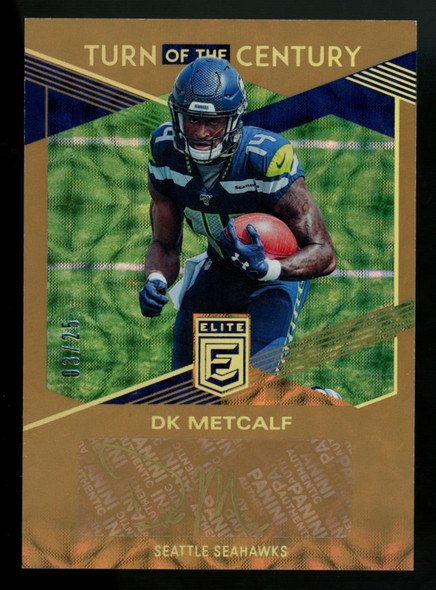 2019 Donruss Elite DK Metcalf Turn Of The Century Gold Ink Auto /25 #TC-DK2