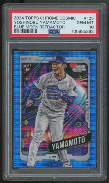 2024 Topps Chrome Cosmic Yoshinobu Yamamoto RC Blue Moon /99 #125 PSA 10
