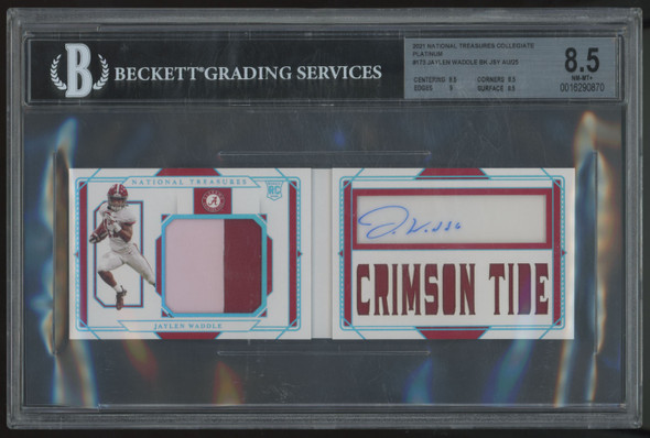 2021 National Treasures Jaylen Waddle RC Patch Auto Booklet RPA /25 BGS 8.5 10