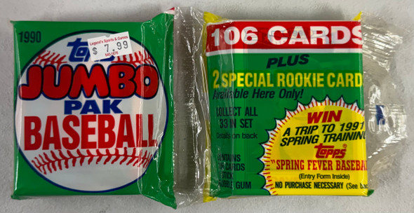 1990 Topps Baseball Jumbo Pack (106 Cards)