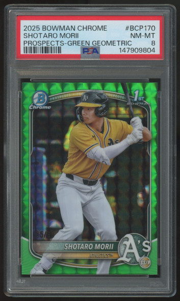 2025 Bowman Chrome Shotaro Morii 1st Prospect Green Geometric /99 #BCP-170 PSA 8