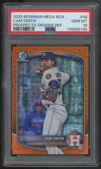 2025 Bowman Mega Cam Smith Prospect Orange Refractor /25 #BCP-48 PSA 10