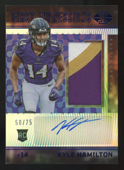 2022 Illusions Kyle Hamilton RC Blue First Impressions Patch Auto RPA /75 #142