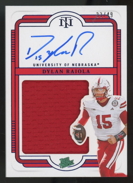 2025 National Treasures Dylan Raiola Blue Rated Prospect Patch Auto /49 #134