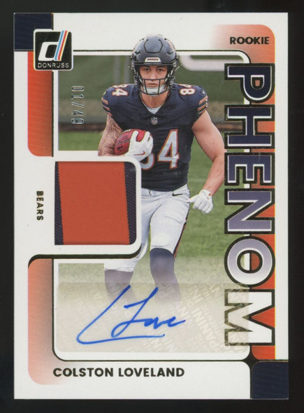 2025 Panini Donruss Colston Loveland RC Prime Phenom Patch Auto RPA /49 #PJA-CLD