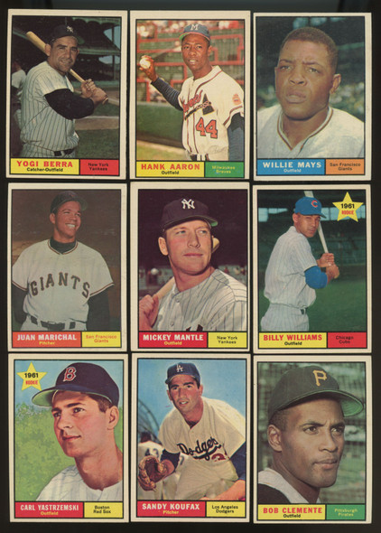 1961 Topps Baseball Near Complete Set (586/587) EX w/ Mantle All Star PSA 5