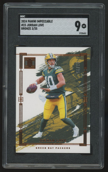 2024 Panini Impeccable Jordan Love Bronze /25 #23 SGC 9