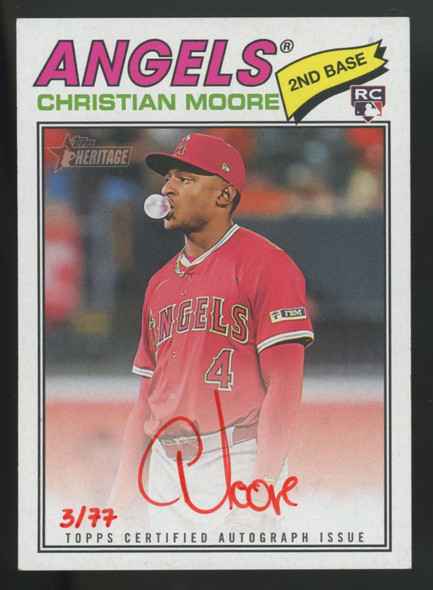 2026 Topps Heritage Christian Moore RC Real One Red Ink Auto /77 #ROA-CMO