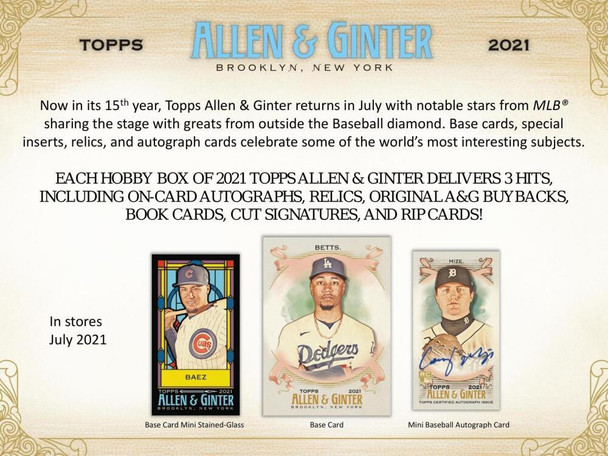 2021 Topps Allen & Ginter Baseball Hobby Box