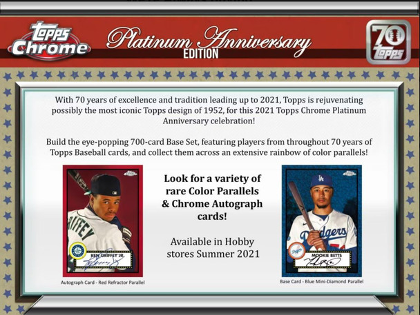 2021 Topps Chrome Platinum Anniversary Baseball Hobby Box