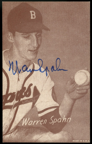 Warren Spahn Signed Autographed Exhibit Card JSA