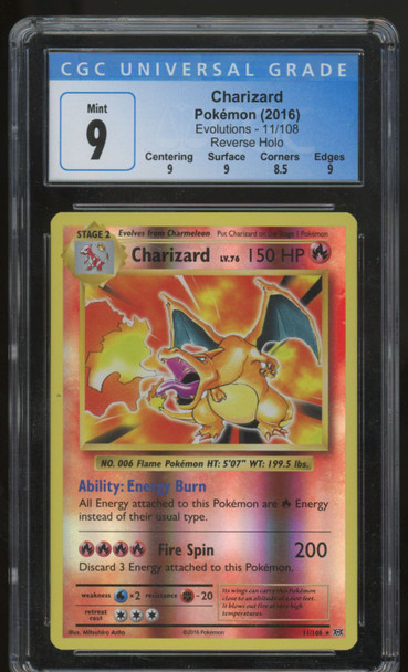 Pokemon Charizard XY Evolutions Reverse Holo #11/108 CGC 9