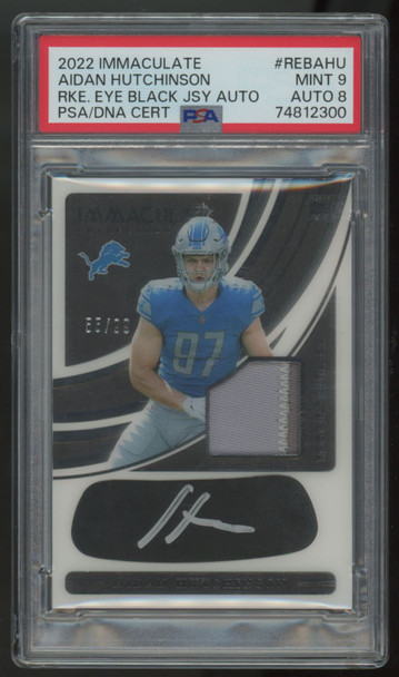 2022 Immaculate Aidan Hutchinson Eye Black RC Patch Auto RPA /99 PSA 9 8