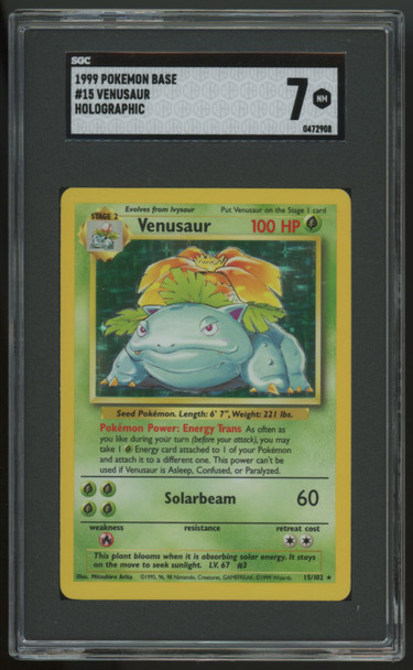 Pokemon Venusaur Base Set Unlimited Holo #15 SGC 7