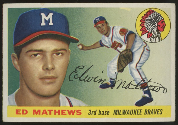 1955 Topps Ed Eddie Mathews #155 VG-VG/EX (Wrinkle)