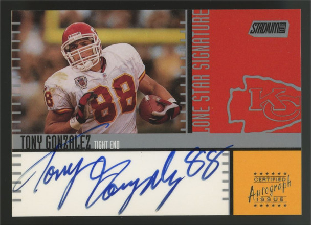 2000 Stadium Club Tony Gonzalez Lone Star Signature Auto #LS26
