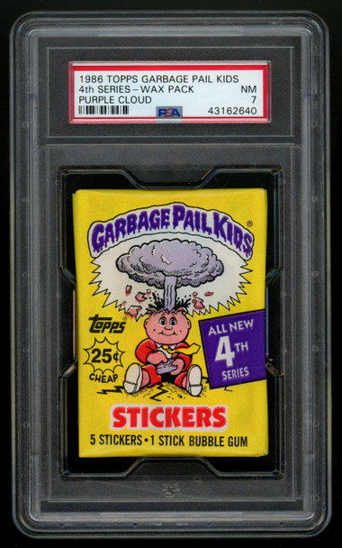 1986 Topps Garbage Pail Kids 4th Series Wax Pack Purple Cloud PSA 7