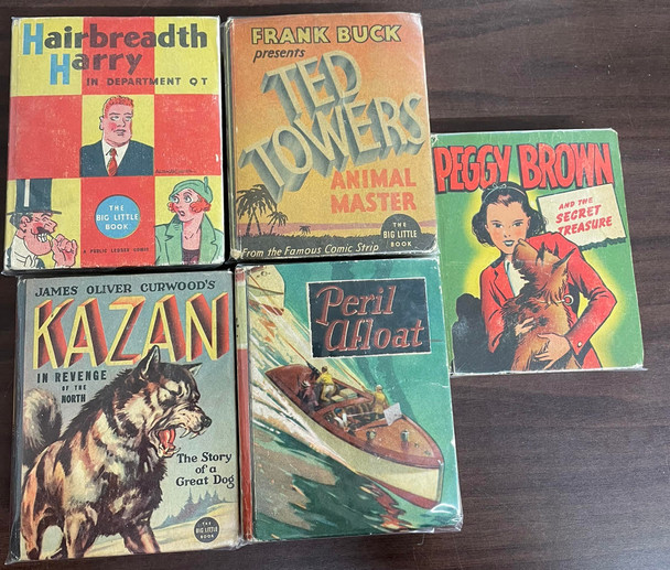 Vintage Big Little Book Lot of 5 Kazan Peril Afloat Peggy Brown Ted Towers