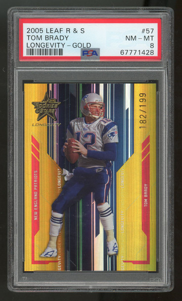 2005 Leaf Rookies & Stars Tom Brady Longevity Gold /199 #57 PSA 8