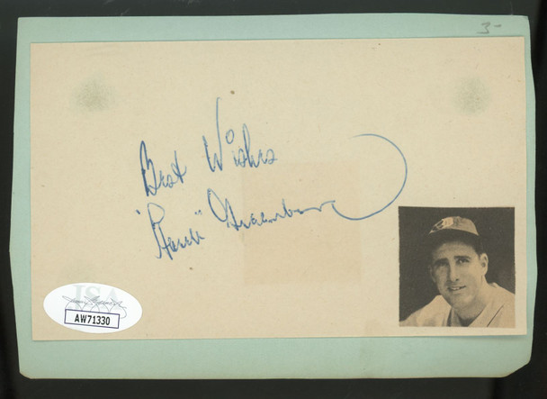 Hank Greenberg Signed Autographed Cut JSA