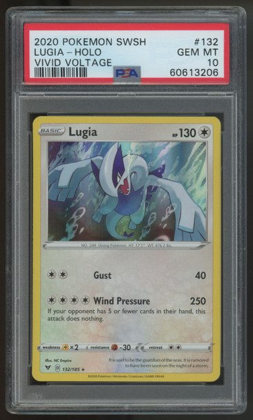 2020 Pokemon Lugia Vivid Voltage Holo #132 PSA 10