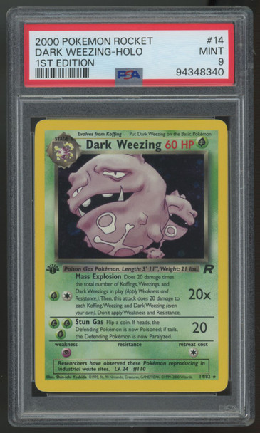 2000 Pokemon Dark Weezing 1st Edition Team Rocket Holo #14 PSA 9