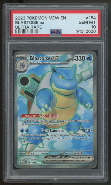 2023 Pokemon Blastoise 151 Full Art #184 PSA 10