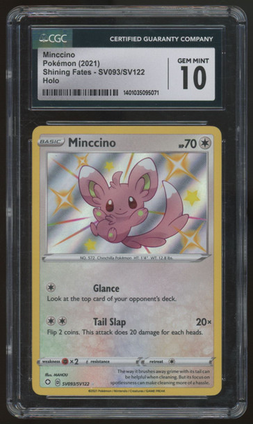 2021 Pokemon Minccino Shining Fates Holo #SV093 CGC 10
