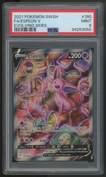 2021 Pokemon Espeon V Evolving Skies Full Art #180 PSA 9