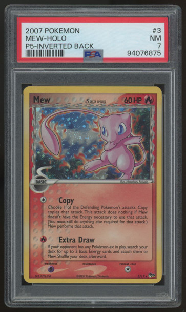 2007 Pokemon Mew Pop Series 5 Inverted Back Holo #3 PSA 7