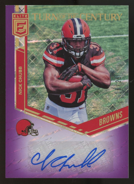 2018 Donruss Elite Nick Chubb Turn of the Century RC Auto Purple /25 #TC-NC