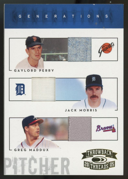 2005 Throwback Threads Perry Morris Maddux Generations Triple Jersey /50 #G-10