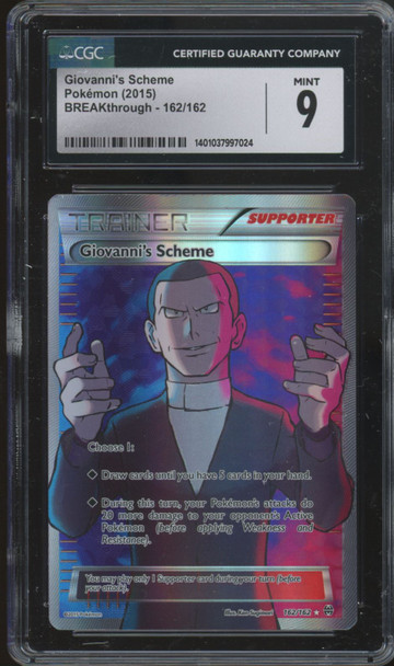 2015 Pokemon Giovanni's Scheme Breakthrough Full Art #162 CGC 9