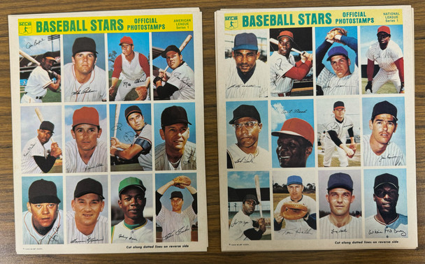 1969 MLB Baseball Stars Official Photo Stamps Complete Set AL NL 1-9 216 Stamps