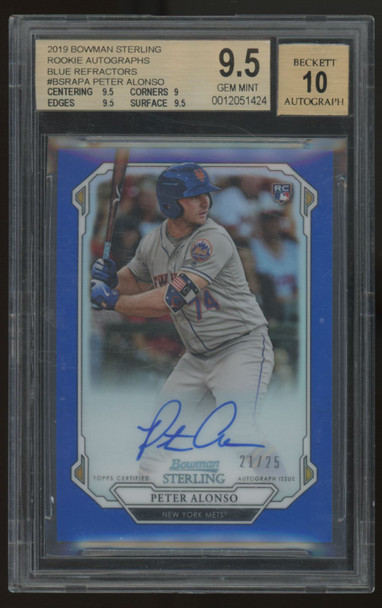 2019 Bowman Sterling Pete Alonso RC Auto Blue /25 #BSRA-PA BGS 9.5 10 *READ*