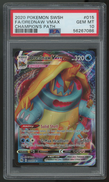 2020 Pokemon Dreadnaw VMAX Champion's Path Full Art #015 PSA 10