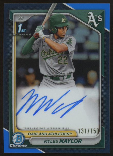 2024 Bowman Chrome Myles Naylor 1st Auto Blue /150 #CPA-MN