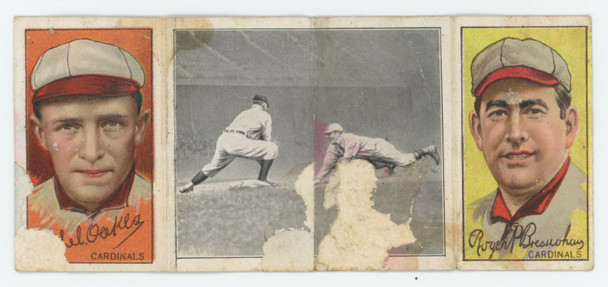 1912 T202 Hassan Triple Folders Roger Bresnahan Rebel Oakes Poor