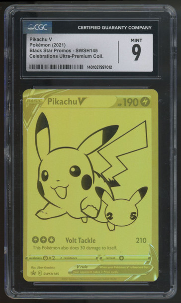 2021 Pokemon Pikachu V Celebration Ultra Premium Gold Promo #SWSH145 CGC 9