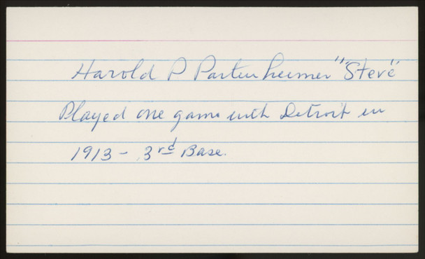 Harold Steve Partenheimer Signed Autographed Index Card JSA