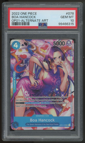 2022 One Piece Boa Hancock OP01 Alternate Art #078 PSA 10